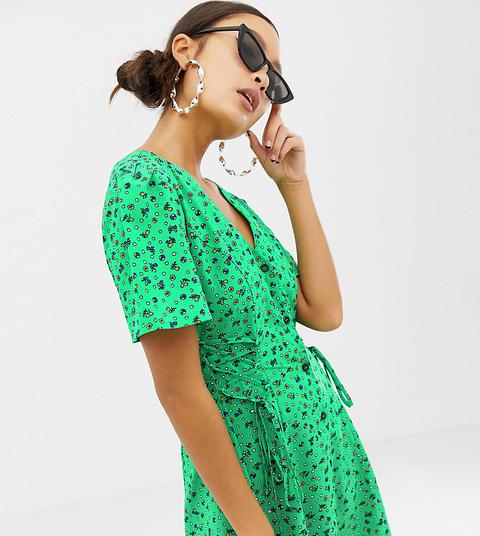 Collusion Floral Tie Up Mini Tea Dress - Green