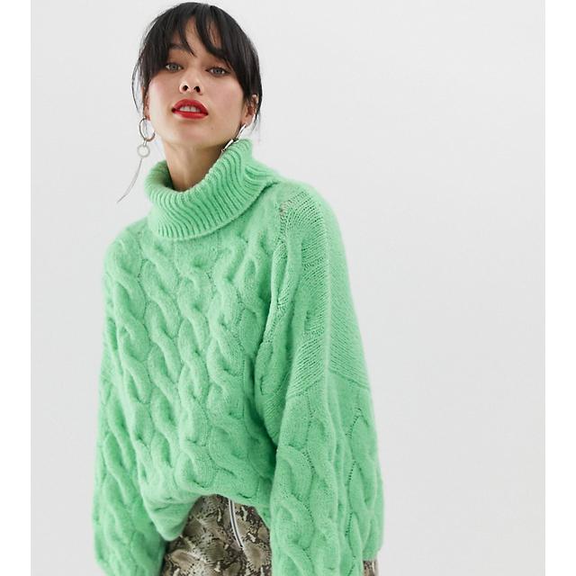 Stradivarius Cable Roll Neck Sweater In Green Green from ASOS on 21 Buttons Adidas adidas Originals Adicolor Deluxe Knitted Longline