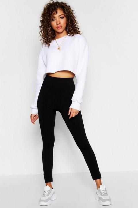 Womens Basic Fleece Lined Leggings - Black - M, Black