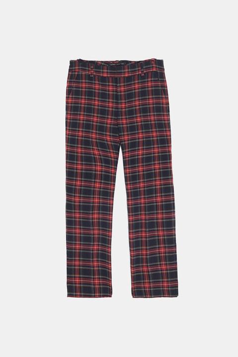 Straight Fit Plaid Pants