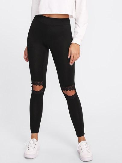 Leggins De Malla Con Bordado Y Abertura