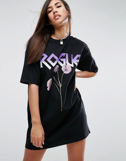 Vestido Estilo Camiseta Estampado Rogue De Asos