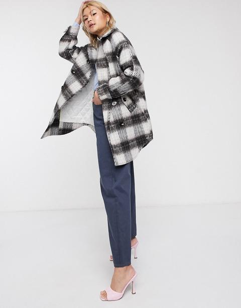 Palones Dover Double Breasted Shirt Coat In Check-multi