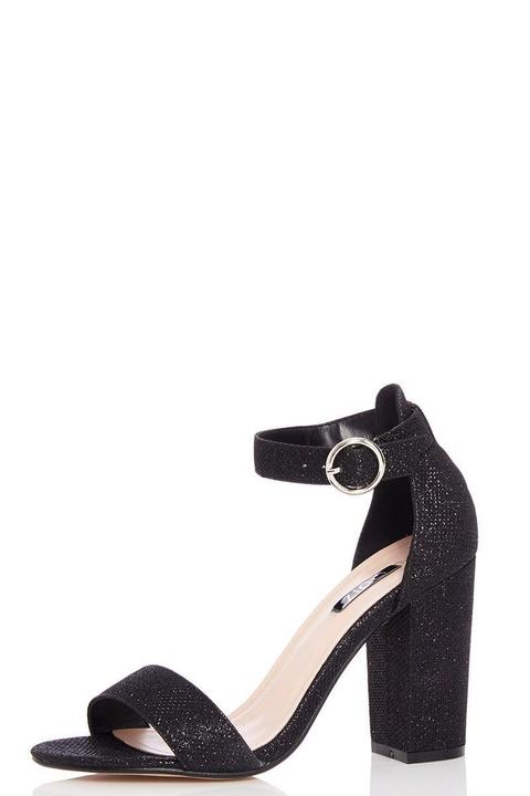 black sparkly block heels
