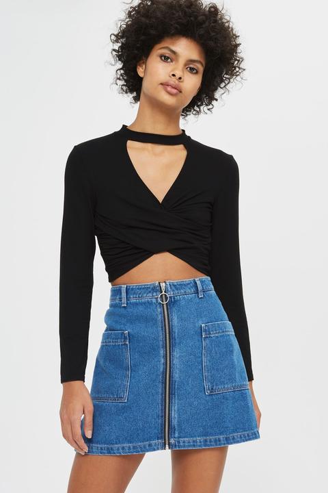 Petite Choker Twist Front Top