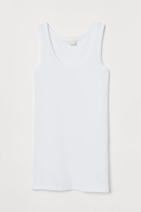 Long Vest Top - White