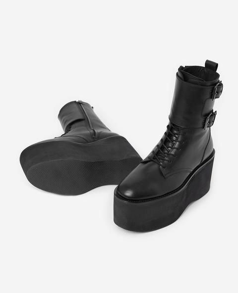 Black Leather Platform Boots