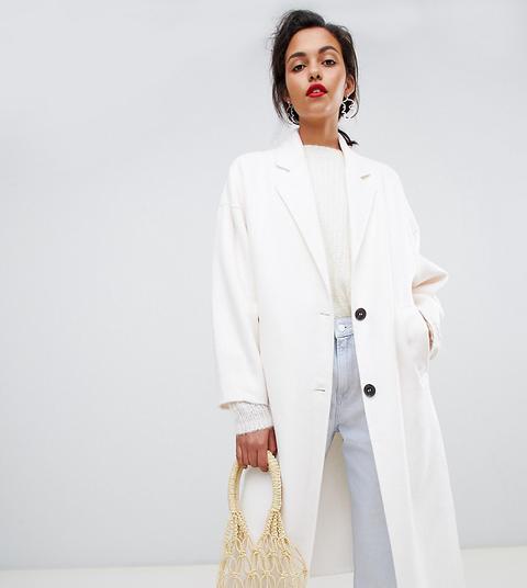 Mango Handmade Pocket Front Coat In White