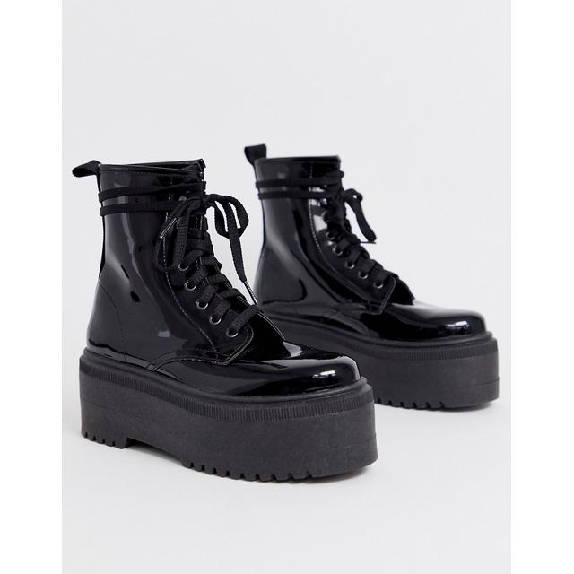 asos black patent boots