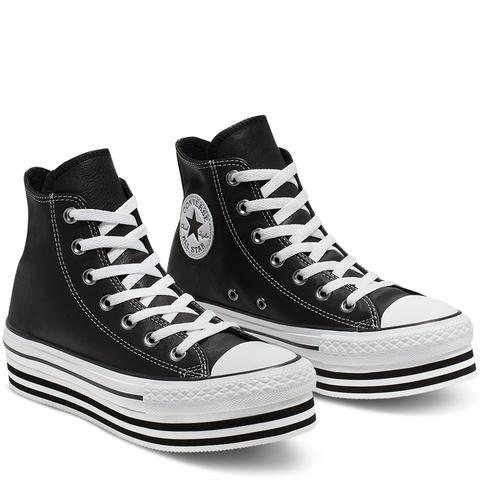 black and white platform converse