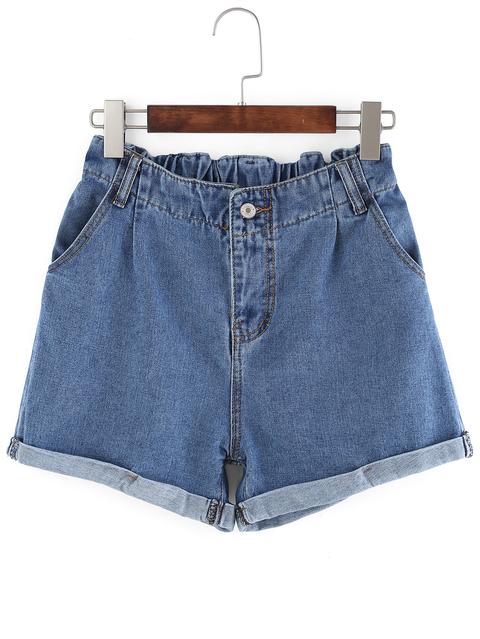 Shorts Cintura Elástica Denim