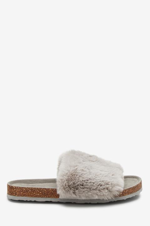 Cork Faux Fur Slider Slippers from Next 