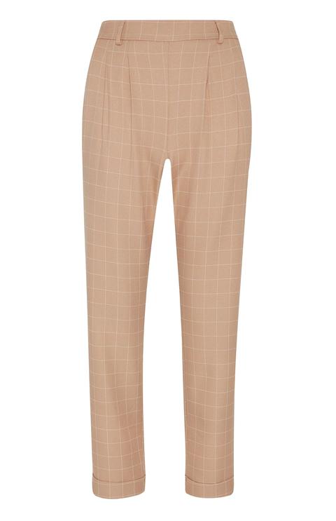 Camel Check Pull On Trouser