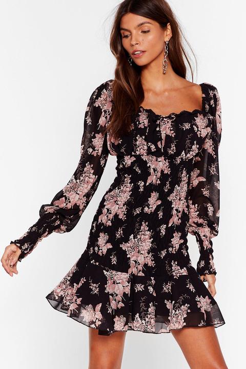 Womens Shirr For You Floral Mini Dress