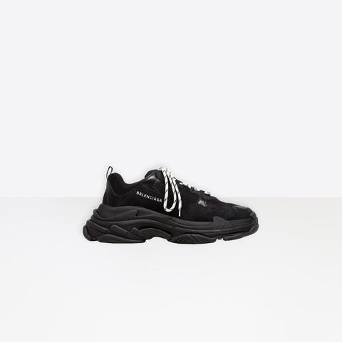 Triple S Sneaker In Black Calfskin, Lambskin Et Mesh