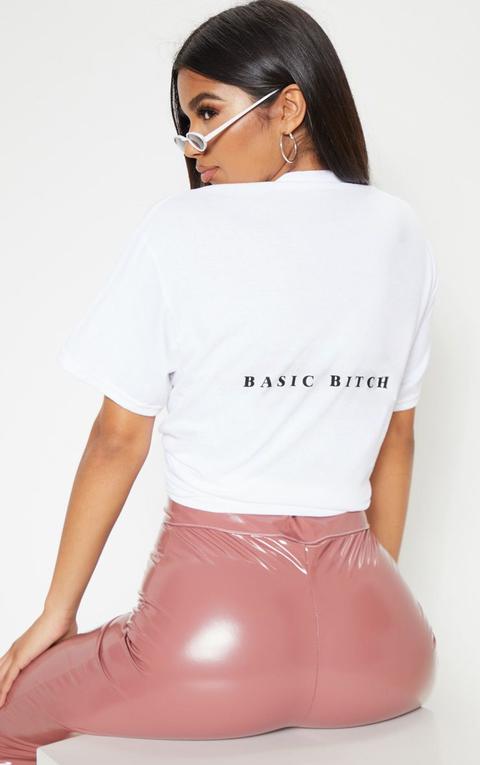 T-shirt Blanc À Slogan Dans Le Dos Basic Bitch, Blanc