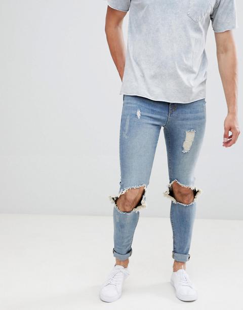 Hoxton Denim – Muskel-jeans Mit Rissen An Den Knien In Mittlerer Waschung