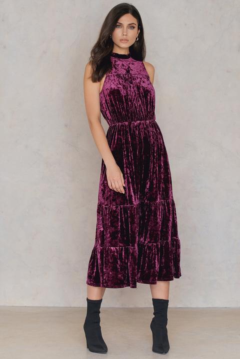 Na-kd Party Velvet Ankle Dress - Purple