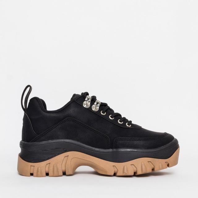 black chunky lace up shoes