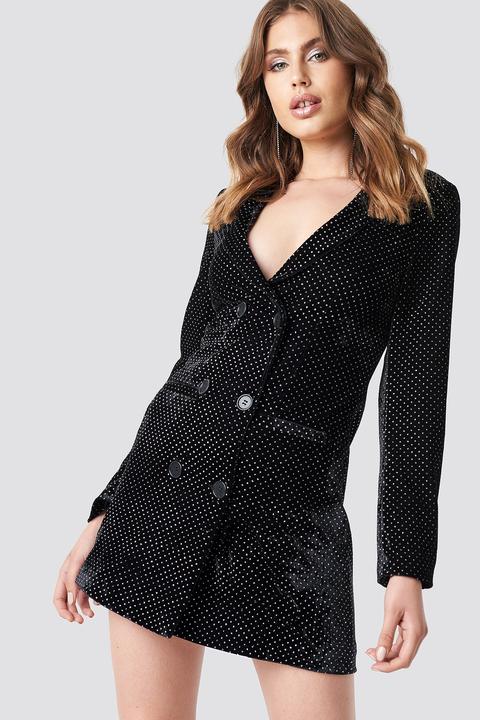 Sparkling Velvet Blazer Dress Black