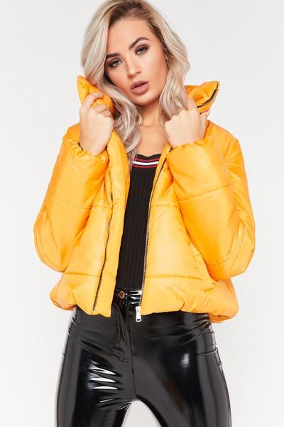 cropped puffer jacket yellow