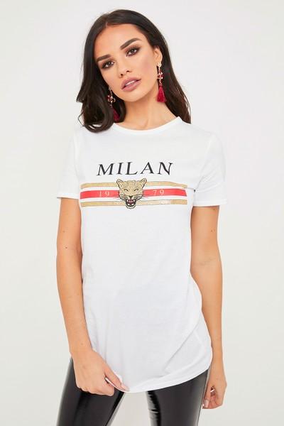 Jemma White Glitter Milan Tshirt