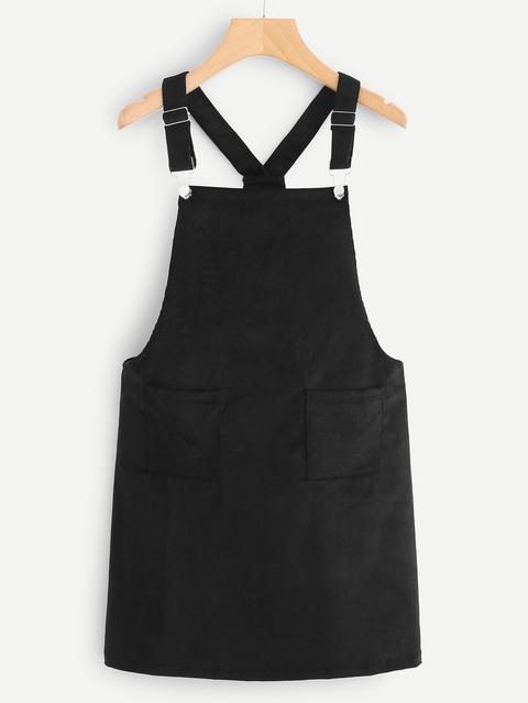 Dual Pocket Corduroy Pinafore Dress