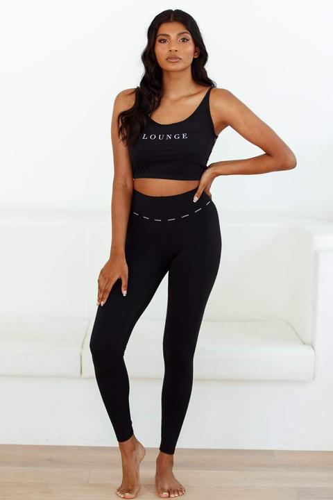 Minimal Black Cropped Top & High Waisted Leggings Set