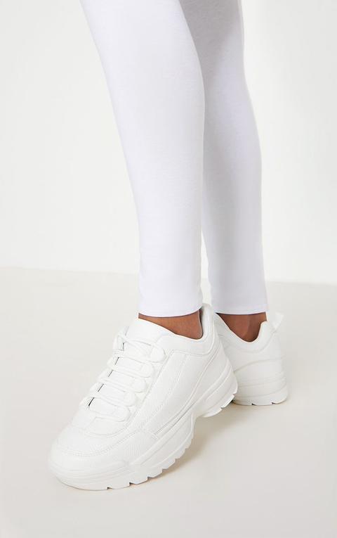 White chunky hot sale cleated sole trainers