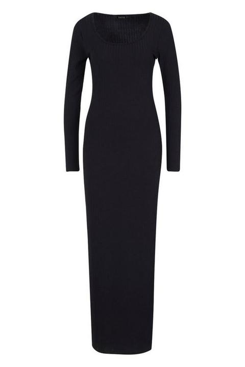 Long sleeve scoop on sale neck ribbed maxi dress