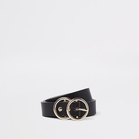 Black Double Ring Mini Jeans Belt