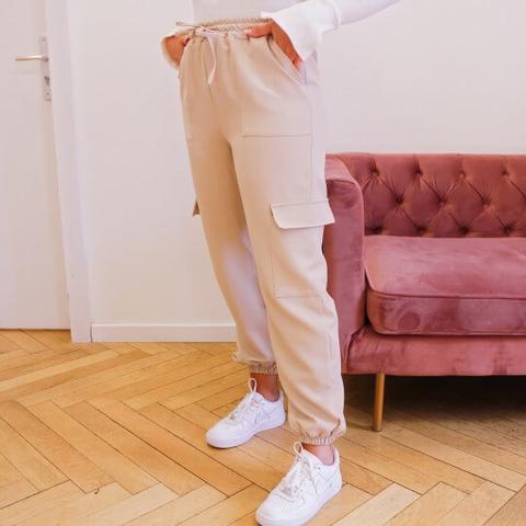 Pantalon Fluide Cargo Nude