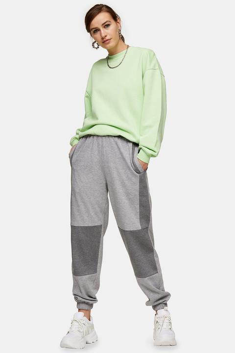 Womens Grey Contrast Panel Joggers 