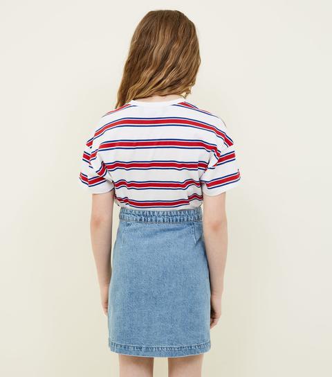 pale blue denim skirt