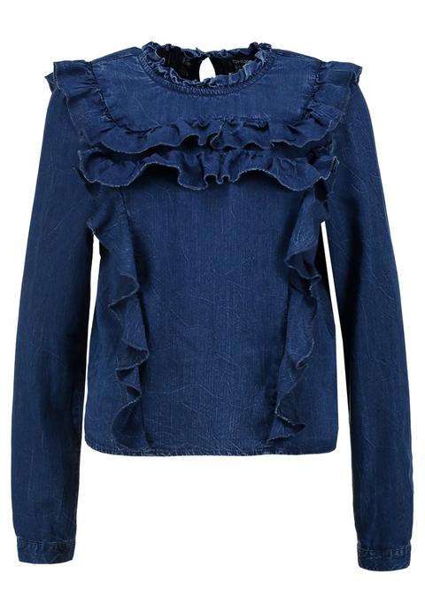 Only Onlcara Frill Camicetta Dark Blue Denim