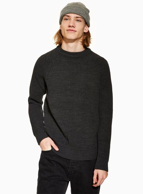 Mens Grey Charcoal Roll Neck Jumper, Grey