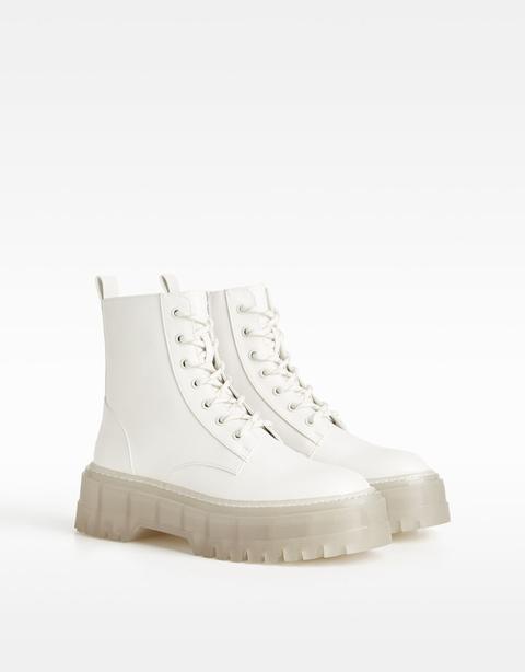 Platform Ankle Boots With Translucent Sole