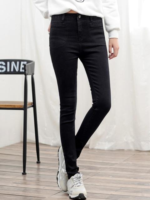 Jeans Skinny Denim-negro