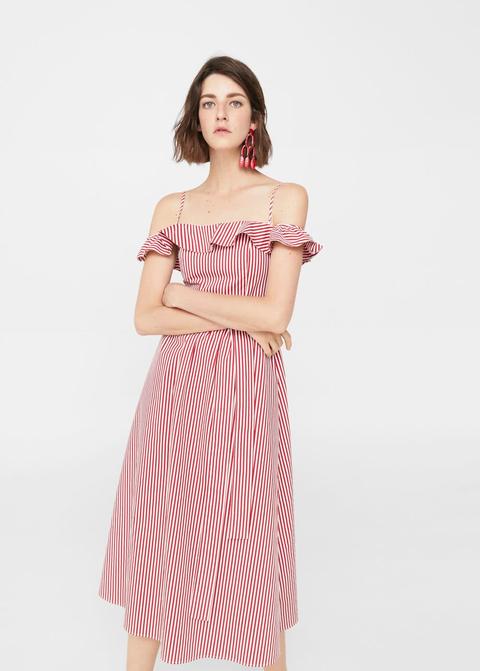 Vestido Off-shoulder Rayas