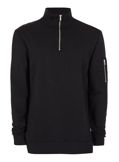 Black Ma1 Zip Neck Sweatshirt