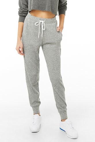 Forever 21 Active Ribbed Knit Joggers Charcoal