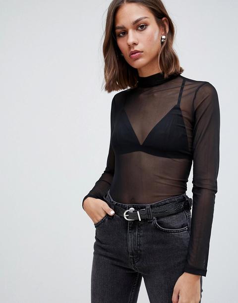 sheer high neck top