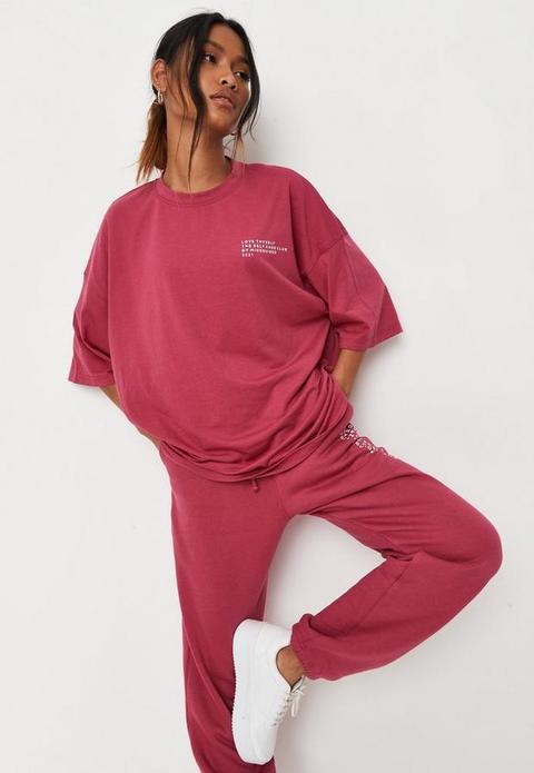 Princes Trust X Missguided Raspberry Love Thyself Oversized T Shirt, Pink