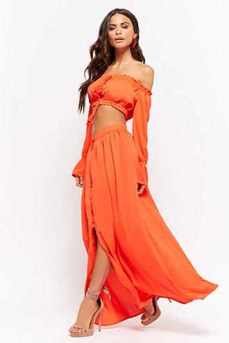 forever 21 orange maxi dress