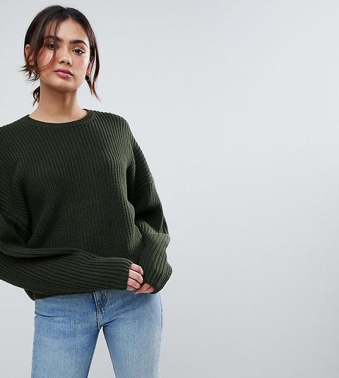 Asos Tall - Maglione Pesante E Corto Con Maniche Ampie - Verde