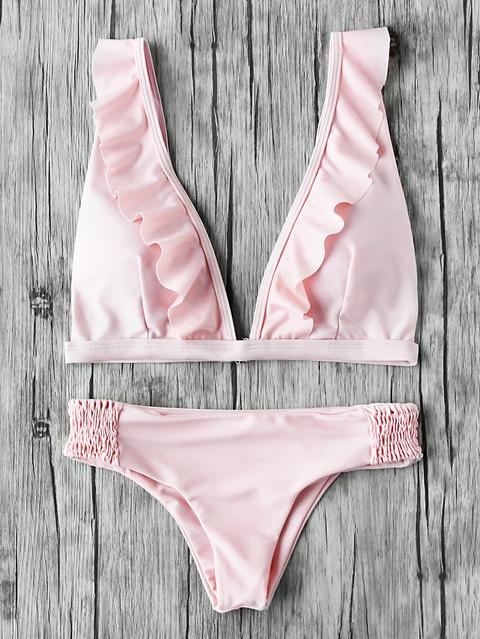 Set Bikini Con Volantes De Talle Elástico