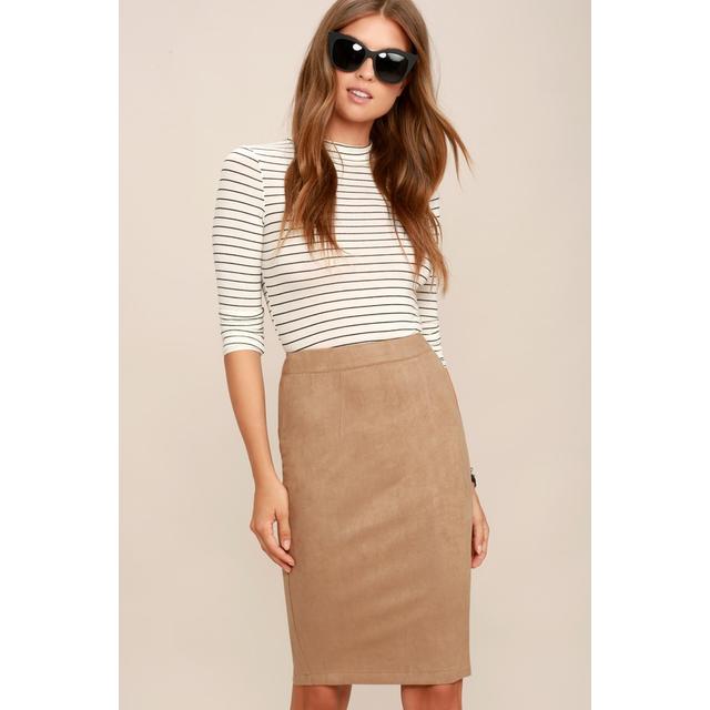 tan suede pencil skirt