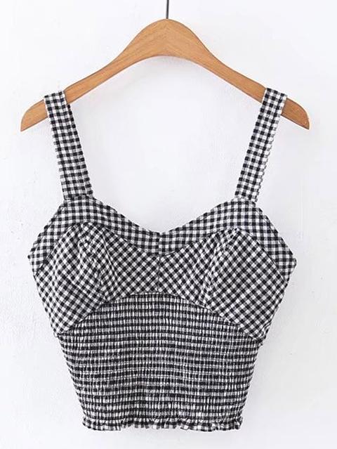 Grid Strap Crop Top