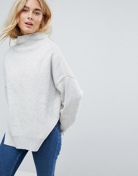 Jersey De Lana Con Cuello Subido Y Forro En Contraste De Weekday