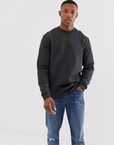 Asos Design Sweatshirt In Charcoal-grey